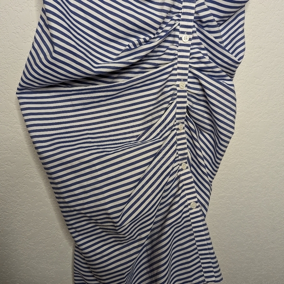 Veronica Beard Striped‎ Ruched Shirt Dress - Picture 4 of 12